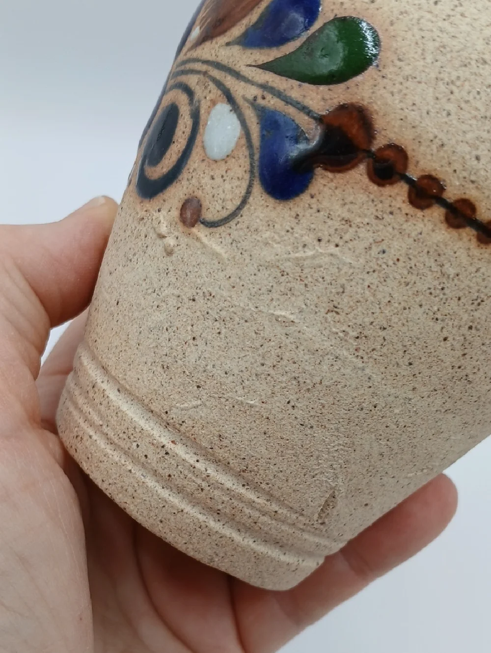 Tonala Hand-painted Floral Pottery Vase 5.5